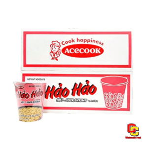 Acecook Hao Hao Mi Tom Chua Cay Instant Noodle Sour Hot Shrimp Flavoured Cup 12 × 2.5 Oz