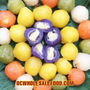 Frozen Rainbow Cassava Ball Khoai Mi Dau Xanh Sau Rieng 22 x 16 Oz 1